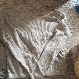 Aerie Women's Textured Knit Sweater - Light Gray